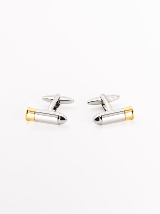 Silver 2 Tone Bullet Cufflinks