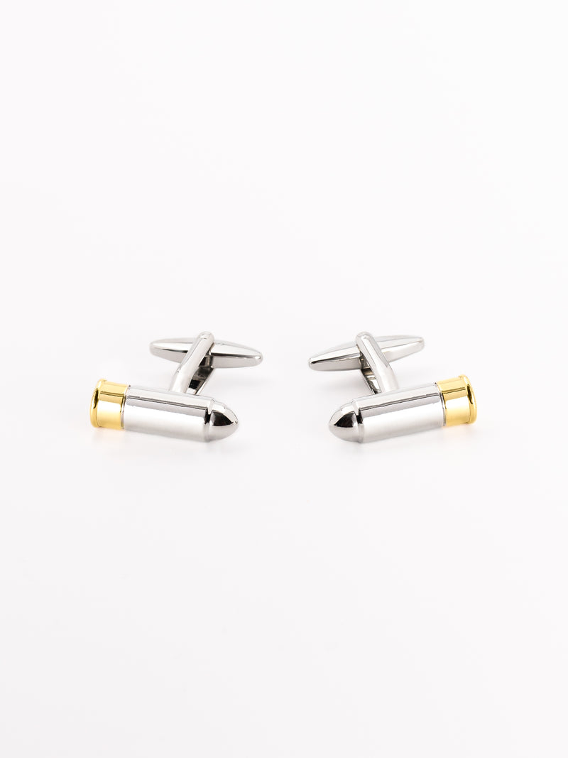 Silver 2 Tone Bullet Cufflinks